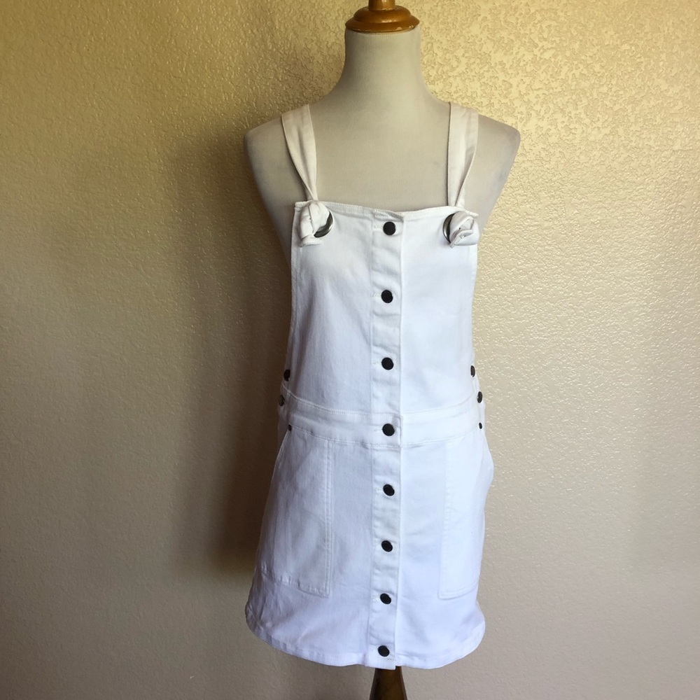 Rebecca Minkoff Denim Overall Jumper Romper Mini Jean Dress S White